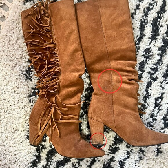Nasty Gal -  Faux Suede Tassel Knee High Western Boot - Picture 3 of 6
